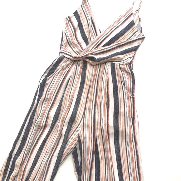 the room Pants - The Room striped cropped wide leg jumpsuit S